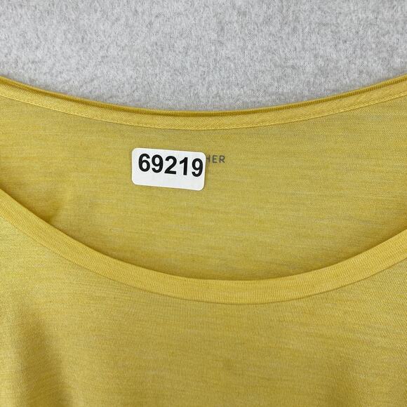 EILEEN FISHER Top M Silk Cotton Jersey Scoop Neck 3/4 Sleeve Basic Yellow - Picture 12 of 12